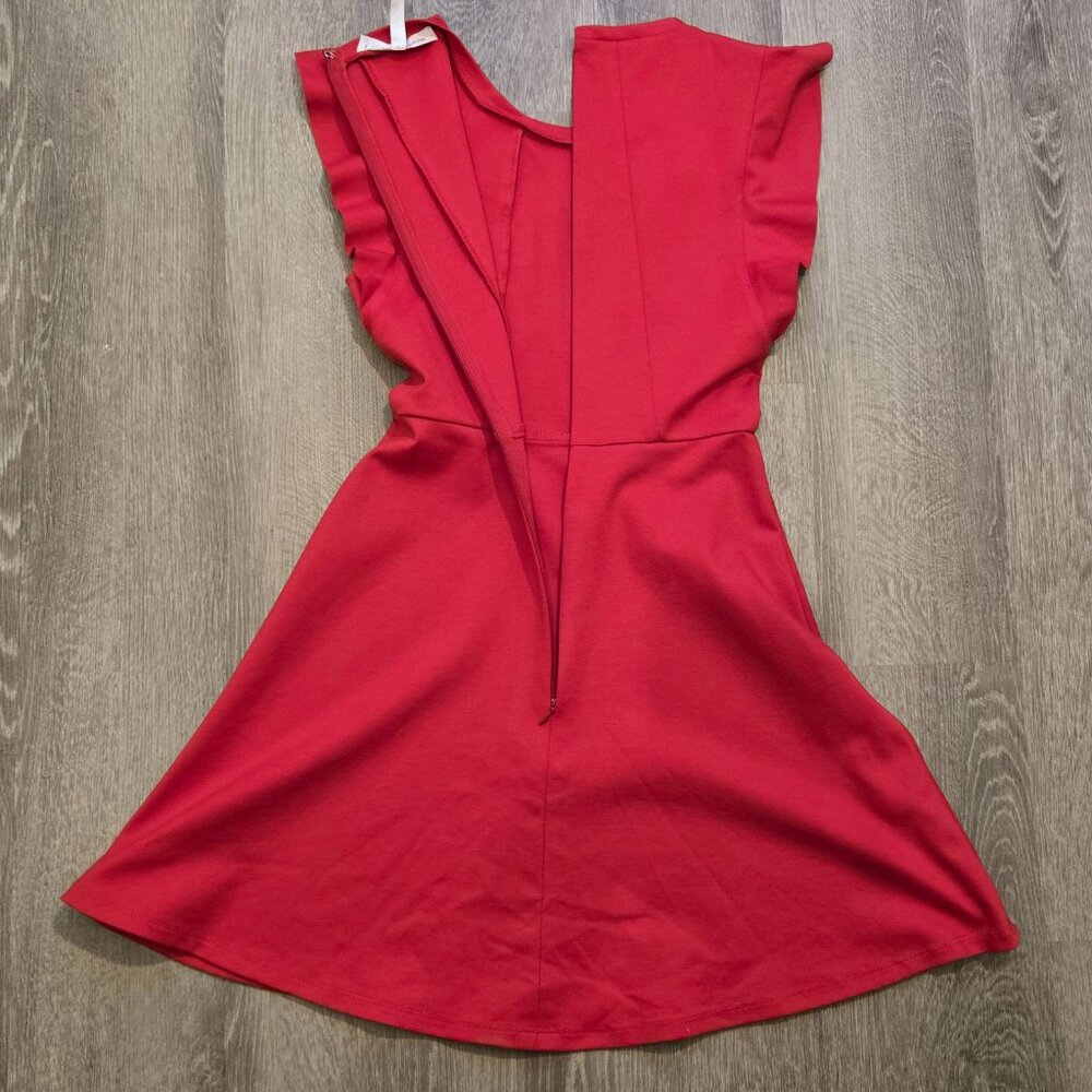 BCBG Generation red ruffle sleeveless dress Size 0 fit and flare cocktail Skater - Picture 6 of 8
